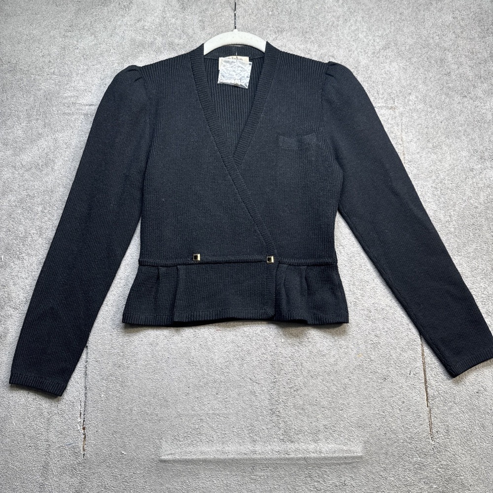 St John Santana By Marie Gray Santana Knit Black Jacket Women's Small Gold Trim